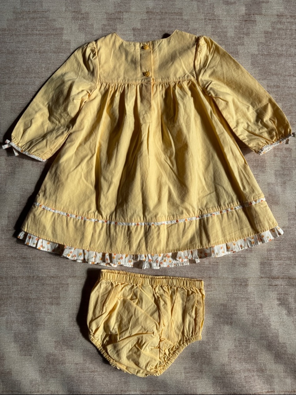 Gymboree Cotton Yellow Baby Dress with Ruffle Trim Sheep Appliqués size 18-24M - Picture 7 of 8